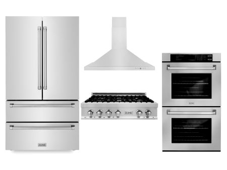 ZLINE Appliance Package | 36  Stainless Steel Rangetop, Refrigerator, Range Hood, 30  Double Wall Oven | 4KPR-RTRH36-AWD For Discount