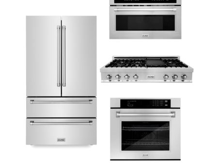 ZLINE Appliance Package | 48  Stainless Steel Rangetop, 30  Single Wall Oven, 30  Microwave Oven, 36  Refrigerator | 4KPR-RT48-MWAWS Hot on Sale