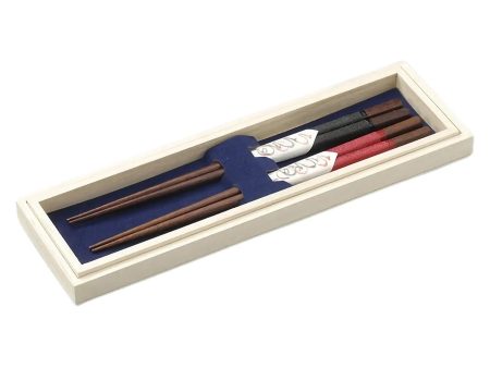 Echizen Shikki Wood Couple Chopsticks Nuno-bari Discount