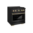 ZLINE Autograph Edition 30 in. 4.2 cu. ft. 4 Burner Gas Range with Convection Gas Oven in Black Stainless Steel and Polished Gold Accents (SGRBZ-30-G) Discount