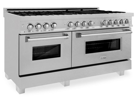 ZLINE 60  7.4 cu. ft. Dual Fuel Range with Gas Stove and Electric Oven in DuraSnow® Stainless Steel (RAS-SN-60) Hot on Sale