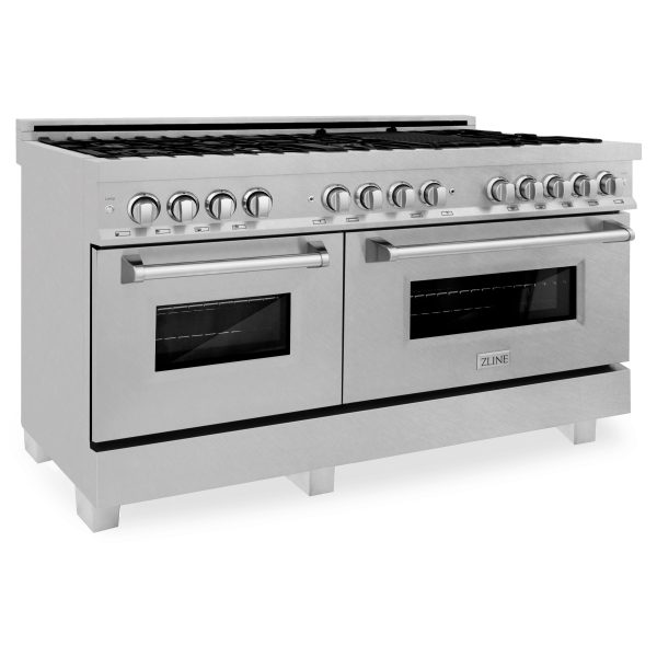 ZLINE 60  7.4 cu. ft. Dual Fuel Range with Gas Stove and Electric Oven in DuraSnow® Stainless Steel (RAS-SN-60) Hot on Sale