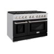 ZLINE 48 in. 6.7 cu. ft. Paramount Double Oven Dual Fuel Range with 8 Burner Gas Cooktop in Stainless Steel with Black Matte Doors (SDR-BLM-48) Sale