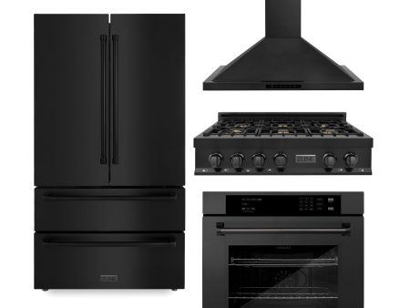 ZLINE Appliance Package | 36  Rangetop, Refrigerator, Range Hood, 30  Single Wall Oven | Black Stainless Steel | 4KPR-RTBRH36-AWS Fashion