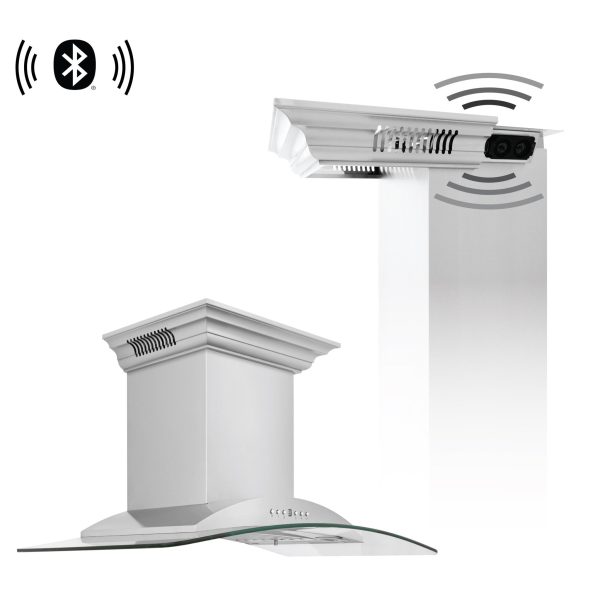 ZLINE Ducted Vent Wall Mount Range Hood in Stainless Steel with Built-in CrownSound™ Bluetooth Speakers (KNCRN-BT) Online