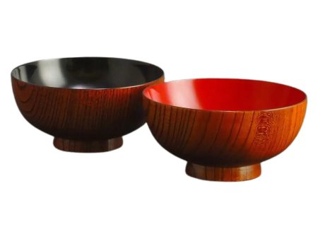 Echizen Shikki Wood Couple Soup Bowls Hot on Sale