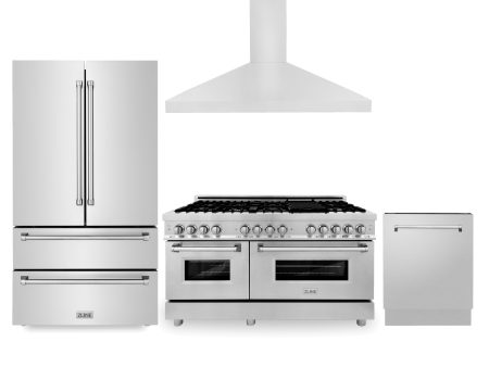 ZLINE Appliance Package | 48  Dual Fuel Range, Range Hood, 3 Rack Dishwasher, 36  Refrigerator | Stainless Steel | 4KPR-RARH60-DWV on Sale