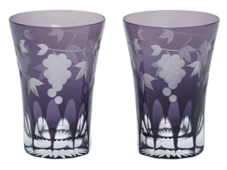 KIMOTO GLASS TOKYO Edo Kiriko Pair Tumbler Grapes Online now