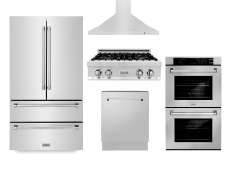 ZLINE Kitchen Package with Refrigeration, 30  Stainless Steel Gas Rangetop, 30  Convertible Vent Range Hood, 30  Double Wall Oven, and 24  Tall Tub Dishwasher (5KPR-RTRH30-AWDDWV) For Cheap