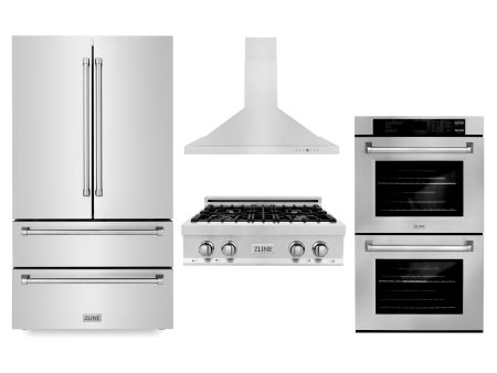 ZLINE Appliance Package | 30  Stainless Steel Rangetop, Range Hood, Double Wall Oven, 36  Refrigerator | 4KPR-RTRH30-AWD Cheap