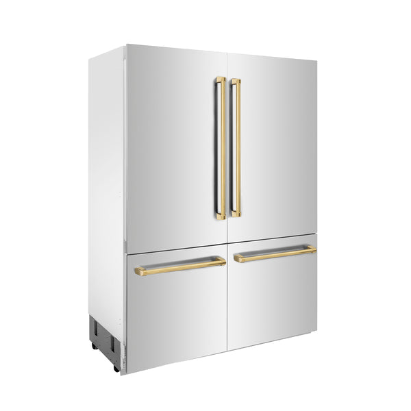 ZLINE 60 in. Autograph Edition 32.2 cu. ft. Built-in 4-Door French Door Refrigerator with Internal Water and Ice Dispenser in Stainless Steel with Accents (RBIVZ-304-60) Online