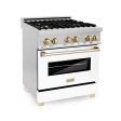 ZLINE Autograph Edition 30  4.0 cu. ft. Dual Fuel Range with Gas Stove and Electric Oven in Stainless Steel with White Matte Door and Accents (RAZ-WM-30) on Sale