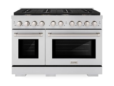 ZLINE 48 in. 6.7 cu. ft. Paramount Double Oven Dual Fuel Range in Stainless Steel with 8 Brass Burners (SDR-BR-48) Supply