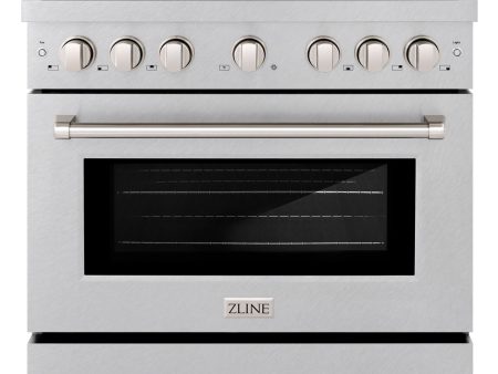 ZLINE 36 in. 5.2 cu. ft. 6 Burner Gas Range with Convection Gas Oven in DuraSnow® Stainless Steel (SGRS-36) For Sale