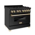 ZLINE Autograph Edition 36  4.6 cu. ft. Dual Fuel Range with Gas Stove and Electric Oven in Black Stainless Steel with Accents (RABZ-36) on Sale