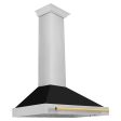 ZLINE 36 in. Autograph Edition Stainless Steel Range Hood with Black Matte Shell and Polished Gold Handle (KB4STZ-BLM36-G) For Discount