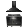 ZLINE 2 Piece Kitchen Appliance Package -48  Black Stainless Steel Dual Fuel Range and Convertible Vent Range Hood (2KP-RABRH48) Online now