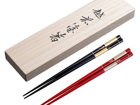 Echizen Shikki Makie Wood Couple Chopsticks Ichimatsu Fashion