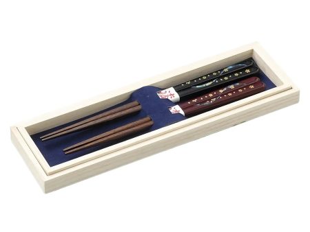 Echizen Shikki Makie Wood Couple Chopsticks Hitohira For Sale