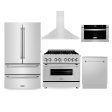 ZLINE Kitchen Package with Refrigeration, 36  Stainless Steel Dual Fuel Range, 36  Range Hood, Microwave Drawer, and 24  Tall Tub Dishwasher (5KPR-RARH36-MWDWV) For Sale