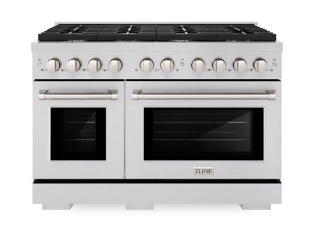 ZLINE 48 in. 6.7 cu. ft. Paramount Double Oven Dual Fuel Range with 8 Burner Gas Cooktop in Stainless Steel (SDR48) on Sale