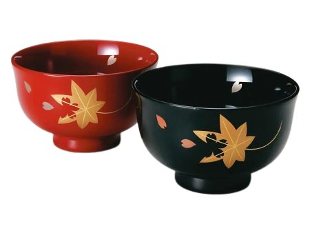 Echizen Shikki Makie Wood Couple Soup Bowls Spring and Autumn on Sale