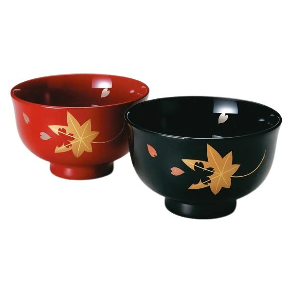 Echizen Shikki Makie Wood Couple Soup Bowls Spring and Autumn on Sale