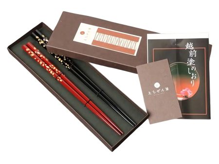 Echizen Shikki Wood Couple Chopsticks Sakura For Sale