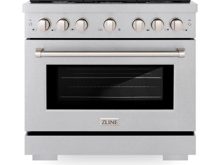 ZLINE 36 in. 5.2 cu. ft. Gas Range with Convection Gas Oven in DuraSnow® Stainless Steel with 6 Brass Burners (SGRS-BR-36) Cheap