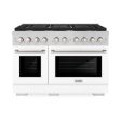 ZLINE 48 in. 6.7 cu. ft. Paramount Double Oven Dual Fuel Range with 8 Burner Gas Cooktop in Stainless Steel with White Matte Doors (SDR-WM-48) Online now