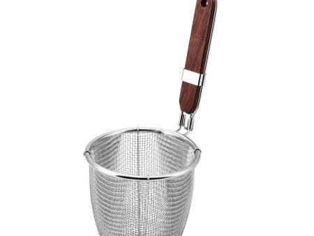 MINEX Stainless Steel Udon Tebo Noodle Strainer Round Base with Rosewood Handle Sale