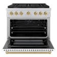 ZLINE Autograph Edition 36 in. 5.2 cu. ft. 6 Burner Gas Range with Convection Gas Oven in Stainless Steel with White Matte Door and Champagne Bronze Accents (SGRZ-WM-36-CB) Supply