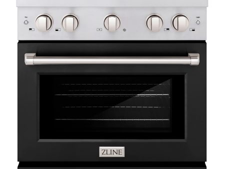 ZLINE 30 in. 4.2 cu. ft. 4 Burner Gas Range with Convection Gas Oven in Stainless Steel with Black Matte Door (SGR-BLM-30) Hot on Sale