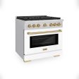 ZLINE Autograph Edition 36 in. 5.2 cu. ft. 6 Burner Gas Range with Convection Gas Oven in Stainless Steel with White Matte Door and Champagne Bronze Accents (SGRZ-WM-36-CB) Supply