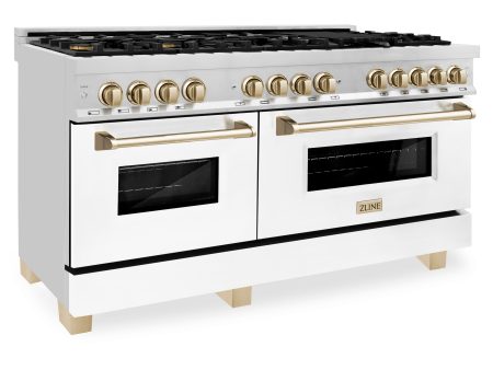 ZLINE Autograph Edition 60  7.4 cu. ft. Dual Fuel Range with Gas Stove and Electric Oven in Stainless Steel with White Matte Door and Accents (RAZ-WM-60) Fashion