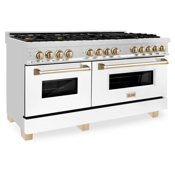 ZLINE Autograph Edition 60  7.4 cu. ft. Dual Fuel Range with Gas Stove and Electric Oven in Stainless Steel with White Matte Door and Accents (RAZ-WM-60) Fashion