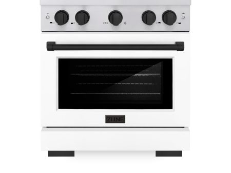 ZLINE Autograph Edition 30 in. 4.2 cu. ft. 4 Burner Gas Range with Convection Gas Oven in Stainless Steel with White Matte Door and Matte Black Accents (SGRZ-WM-30-MB) Online Hot Sale