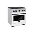 ZLINE Autograph Edition 30 in. 4.2 cu. ft. 4 Burner Gas Range with Convection Gas Oven in Stainless Steel with White Matte Door and Matte Black Accents (SGRZ-WM-30-MB) Online Hot Sale