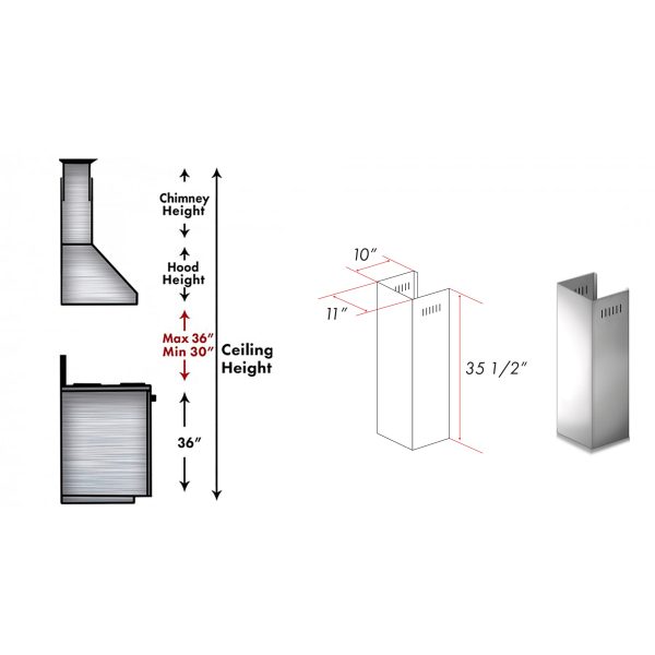 ZLINE 1-36 in. Chimney Extension for 9 ft. to 10 ft. Ceilings (1PCEXT-ALP70WL) Discount