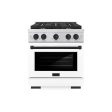 ZLINE Autograph Edition 30 in. 4.2 cu. ft. 4 Burner Gas Range with Convection Gas Oven in Stainless Steel with White Matte Door and Matte Black Accents (SGRZ-WM-30-MB) Online Hot Sale