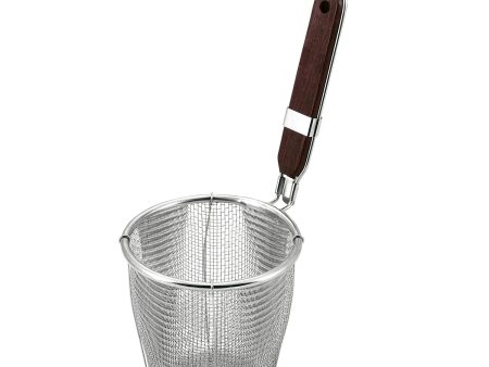 MINEX Stainless Steel Udon Tebo Noodle Strainer Flat Base with Wooden Handle Sale