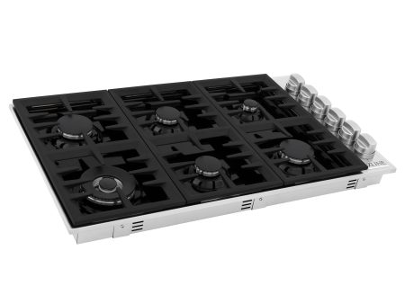 ZLINE 36  Dropin Gas Stovetop with 6 Gas Burners and Black Porcelain Top (RC36-PBT) Supply