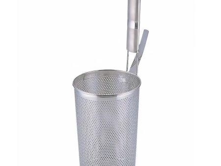 Sampo Sangyo Stainless Steel Perforated Deep Tebo Noodle Strainer Flat Base with Metal Handle Discount