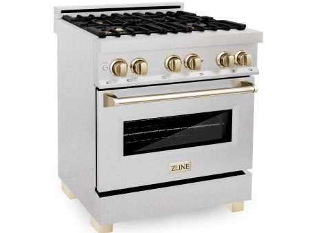 ZLINE Autograph Edition 30  4.0 cu. ft. Dual Fuel Range with Gas Stove and Electric Oven in DuraSnow® Stainless Steel with Accents (RASZ-SN-30) Online now