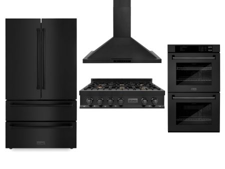 ZLINE Appliance Package | 36  Rangetop, Range Hood, Double Wall Oven, Refrigerator | Black Stainless Steel | 4KPR-RTBRH36-AWD Online