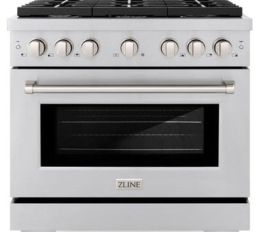 ZLINE 36 in. 5.2 cu. ft. 6 Burner Gas Range with Convection Gas Oven in Stainless Steel (SGR36) Fashion