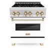 ZLINE Autograph Edition 30  4.0 cu. ft. Dual Fuel Range with Gas Stove and Electric Oven in Stainless Steel with White Matte Door and Accents (RAZ-WM-30) on Sale