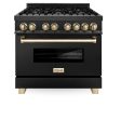 ZLINE Autograph Edition 36  4.6 cu. ft. Dual Fuel Range with Gas Stove and Electric Oven in Black Stainless Steel with Accents (RABZ-36) on Sale