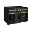 ZLINE Autograph Edition 48 in. 6.7 cu. ft. 8 Burner Double Oven Gas Range in Black Stainless Steel and Champagne Bronze Accents (SGRBZ-48-CB) Online Sale