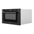 ZLINE 24  1.2 cu. ft. Built-in Microwave Drawer with a Traditional Handle in Black Stainless Steel (MWD-1-BS-H) Online Sale